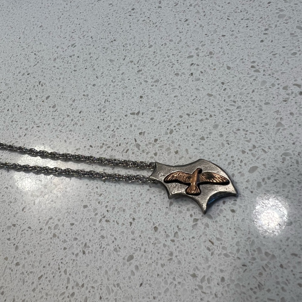 Silver and Gold Bird Pendant Necklace